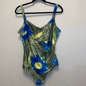 Christina Plus Size 22W Blue Floral Swimsuit 4762